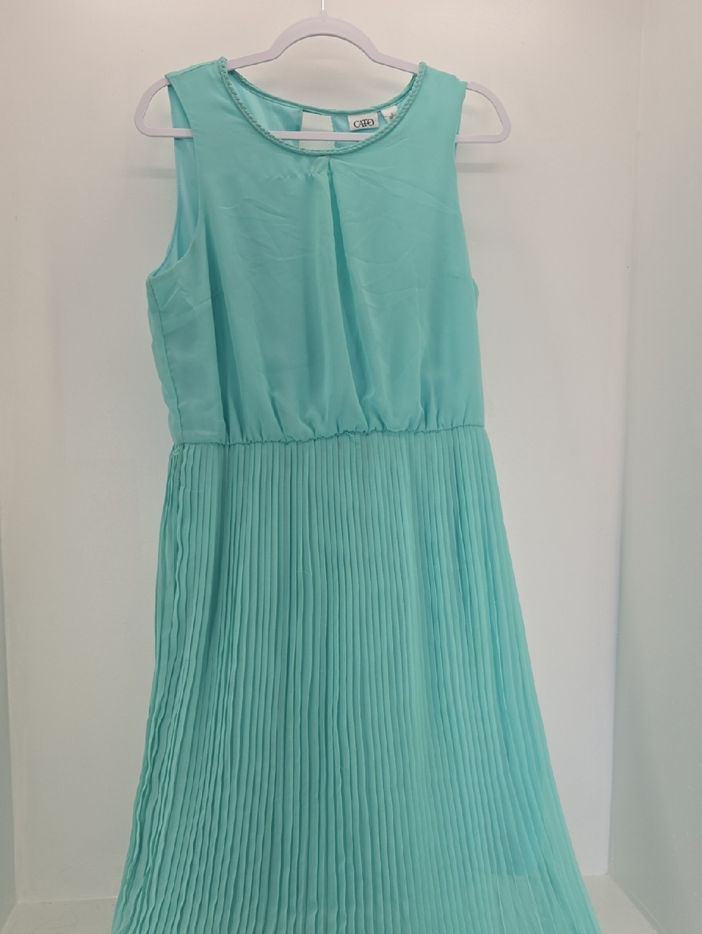 Cato Girls' Sleeveless Mint Green Pleated Dress